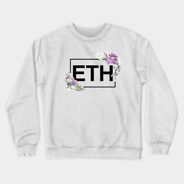 Ethereum Orchid Border Black Crewneck Sweatshirt by felixbunny